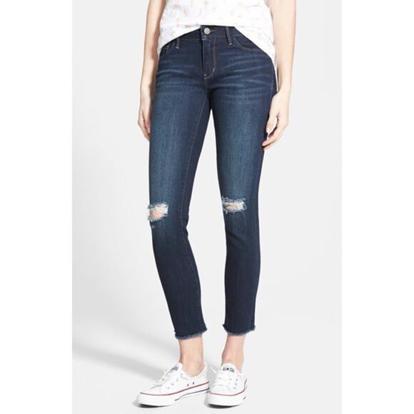 Treasure & Bond Denim - Treasure & Bond Distressed Cropped Mid Rise Skinny Fit Jeans Size 28